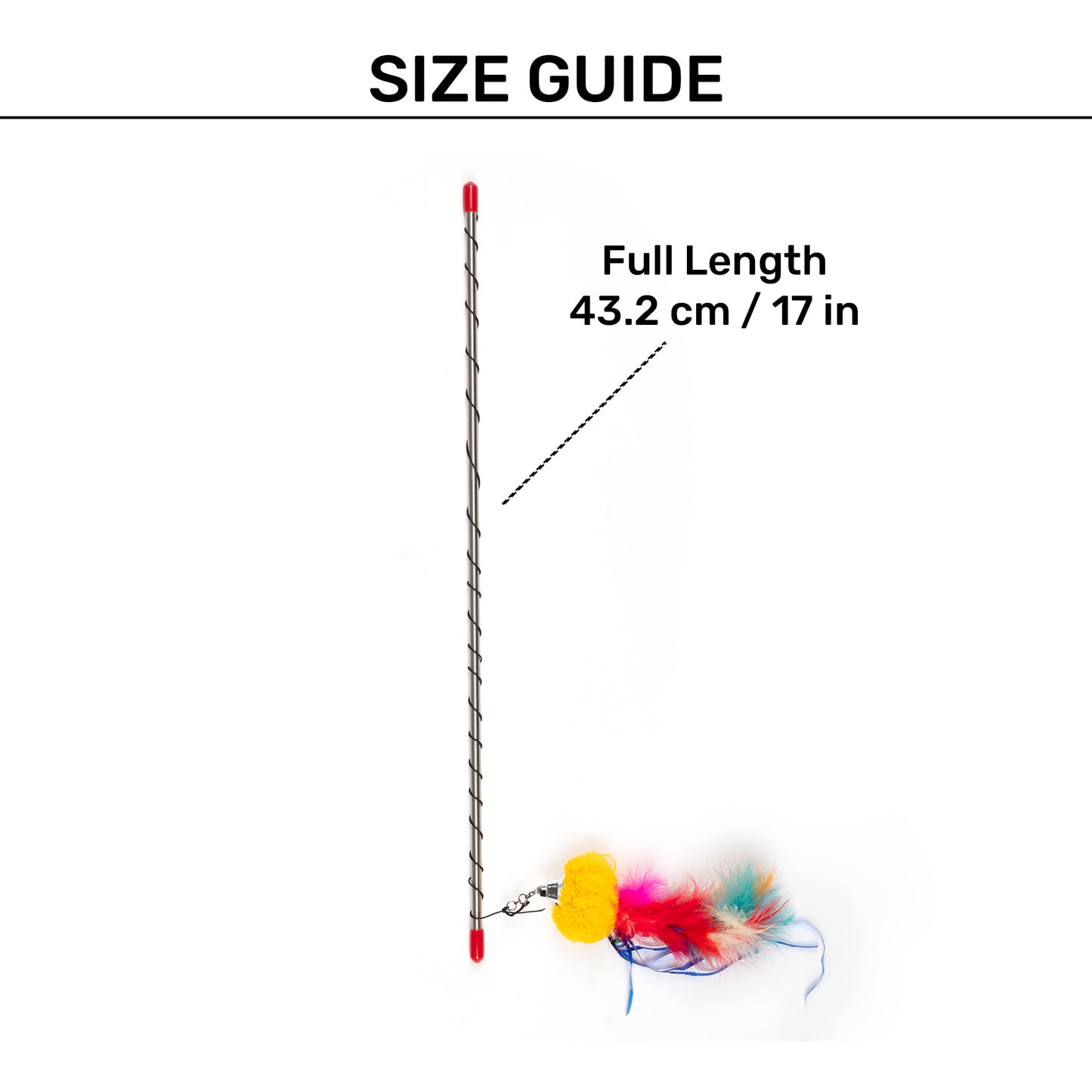 TLC Steel Wand Toy For Cats With Pom Pom - Yellow - Heads Up For Tails