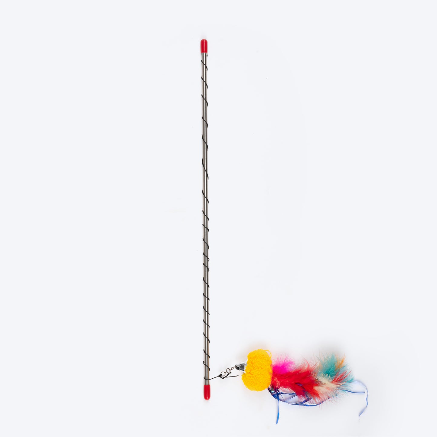TLC Steel Wand Toy For Cats With Pom Pom - Yellow - Heads Up For Tails