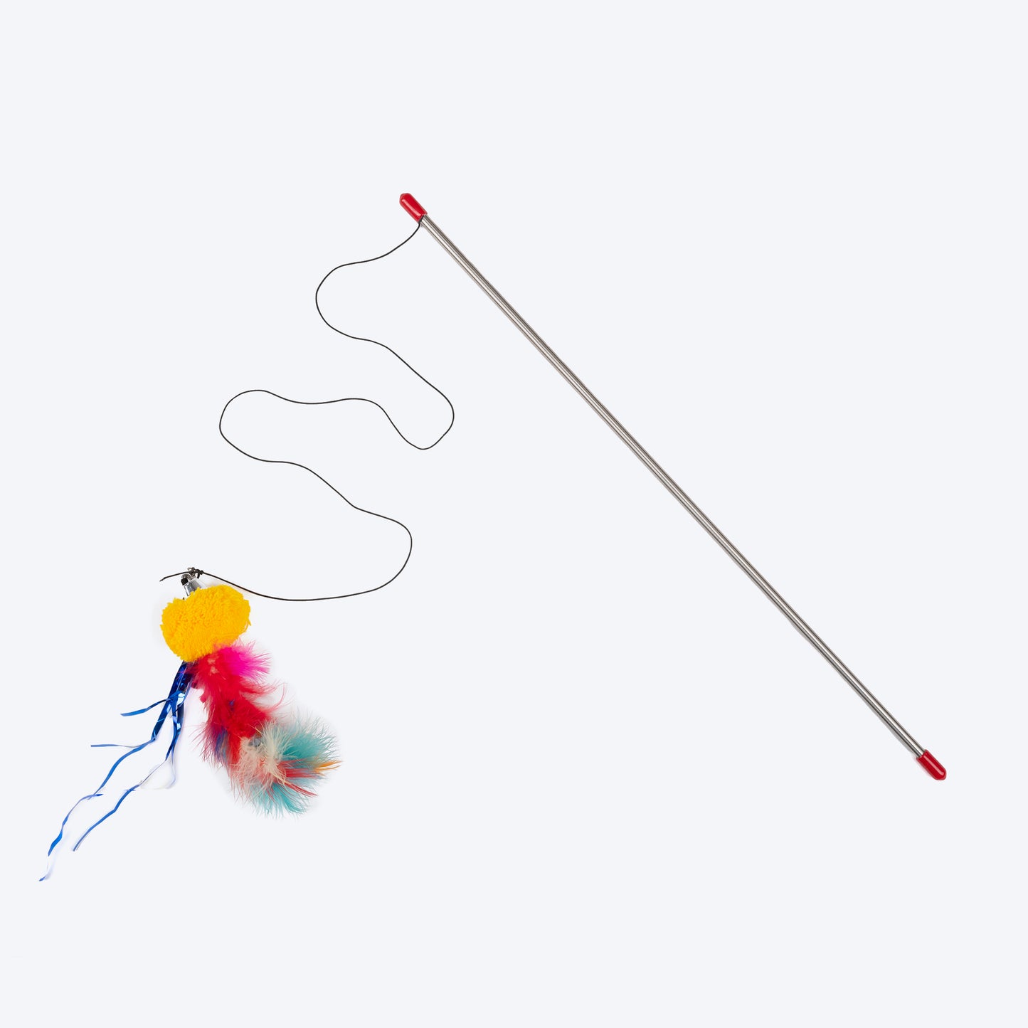 TLC Steel Wand Toy For Cats With Pom Pom - Yellow - Heads Up For Tails