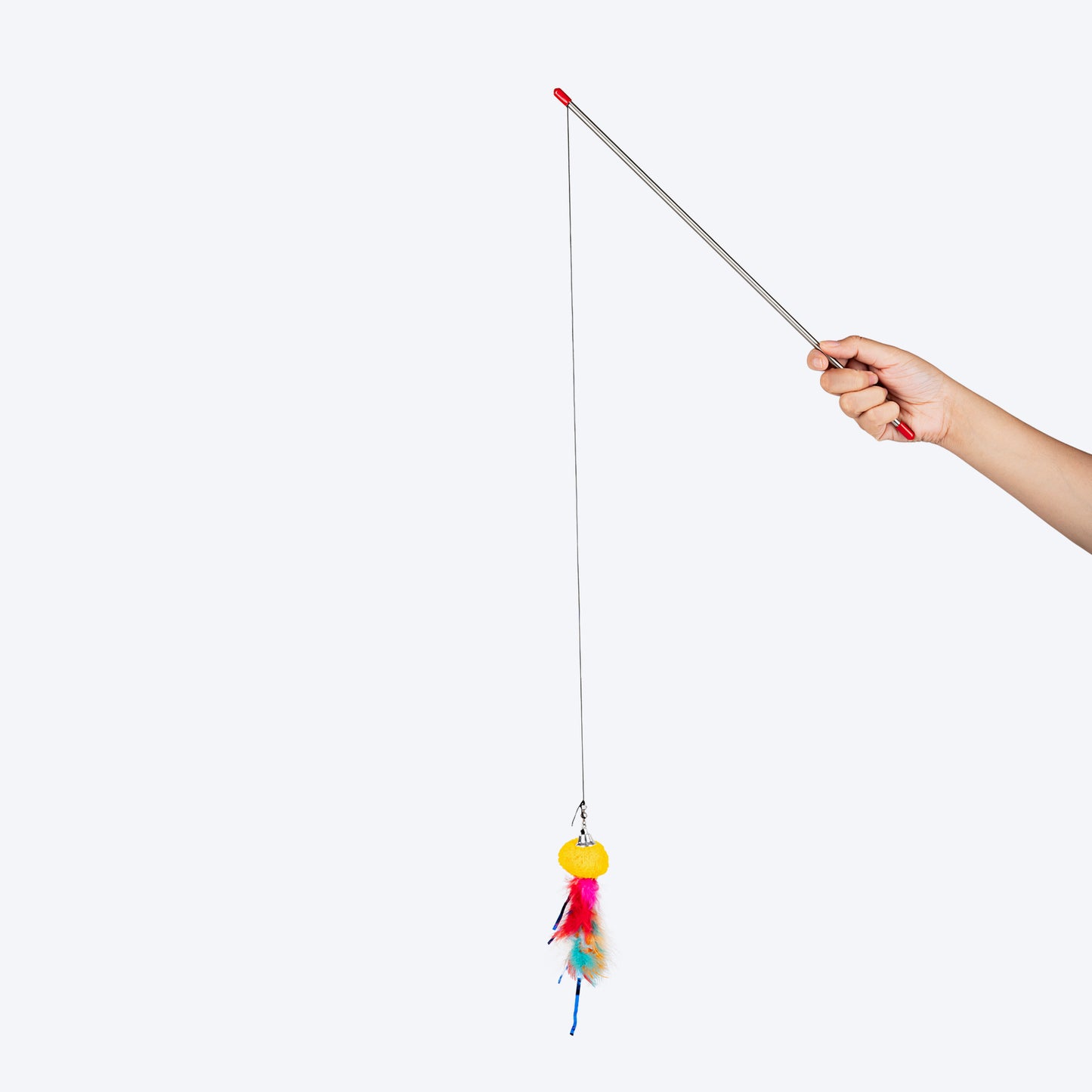 TLC Steel Wand Toy For Cats With Pom Pom - Yellow - Heads Up For Tails