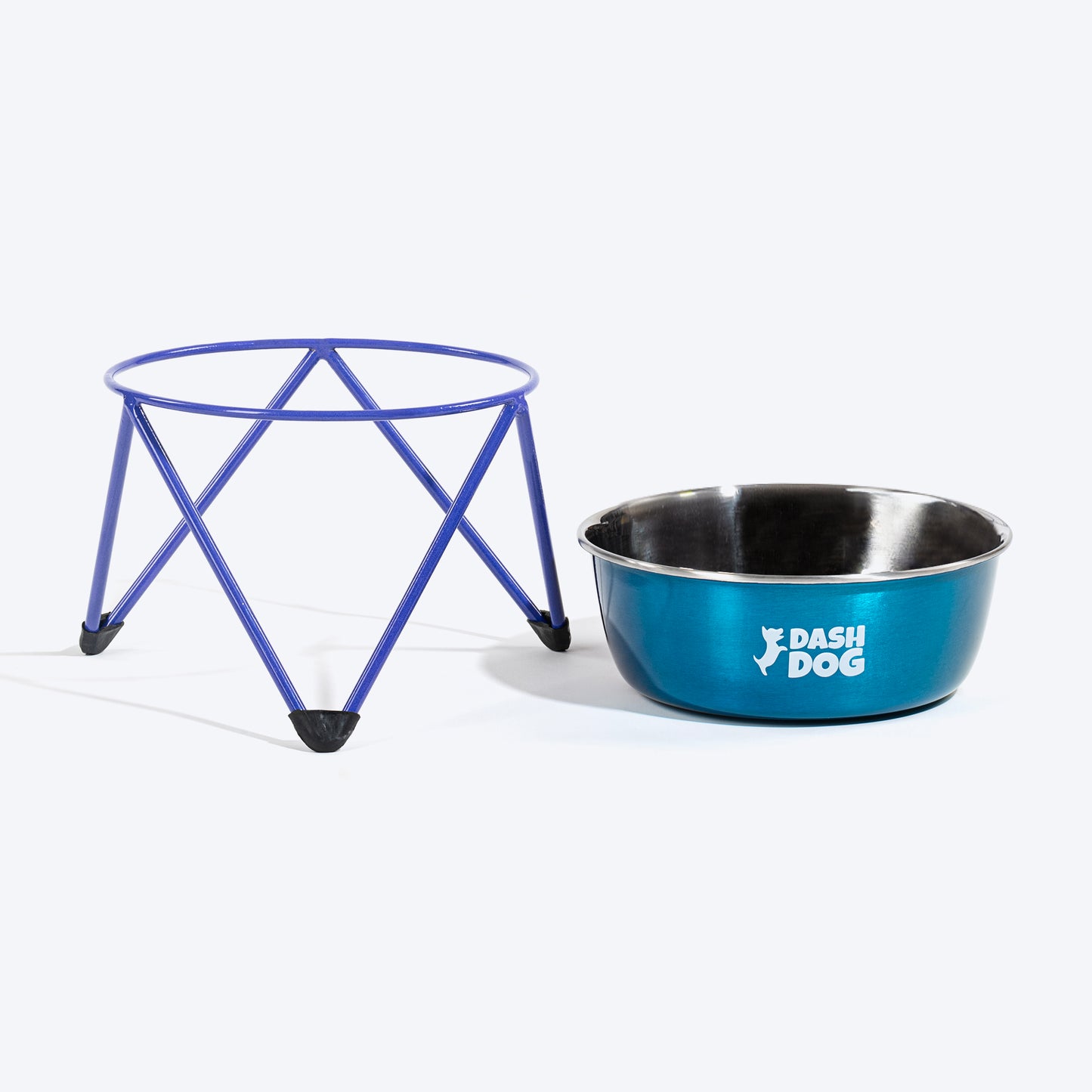 Dash Dog Rainbow Rush Elevated Single Diner With Steel Bowl Inserts For Dog - Violet - Heads Up For Tails