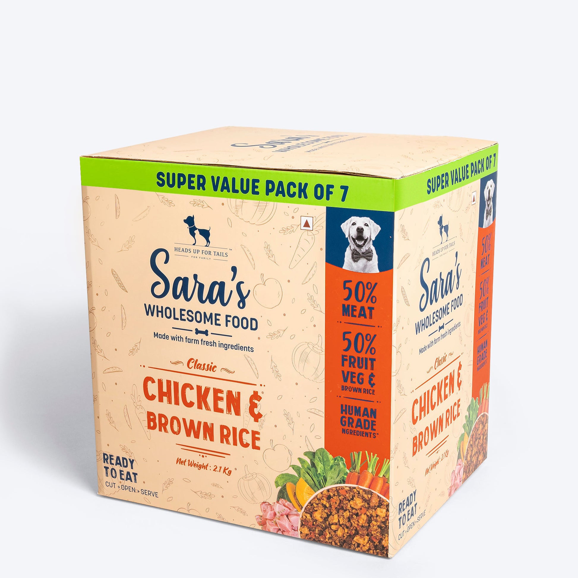 Sara's Wholesome Classic Chicken And Brown Rice Dog Food - (7 x 300g) - Heads Up For Tails