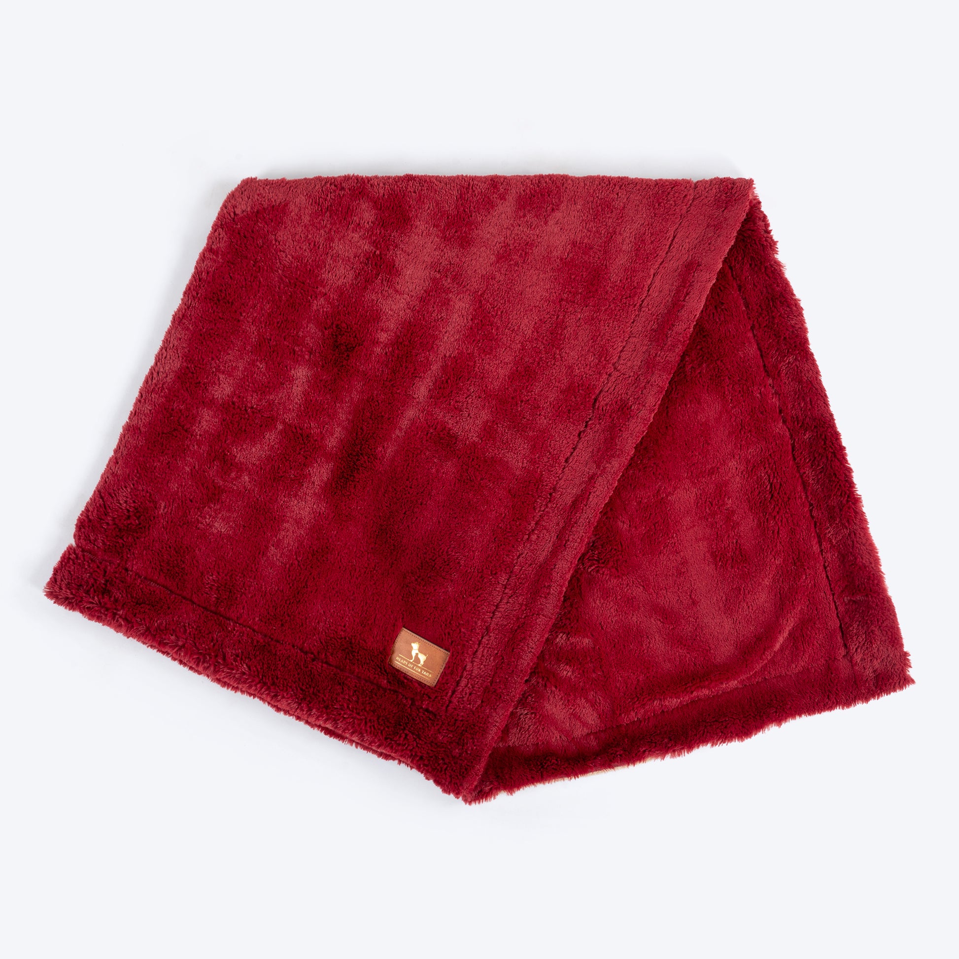 HUFT Furry Comfort Blanket For Dog & Cat - Red & Beige - Heads Up For Tails