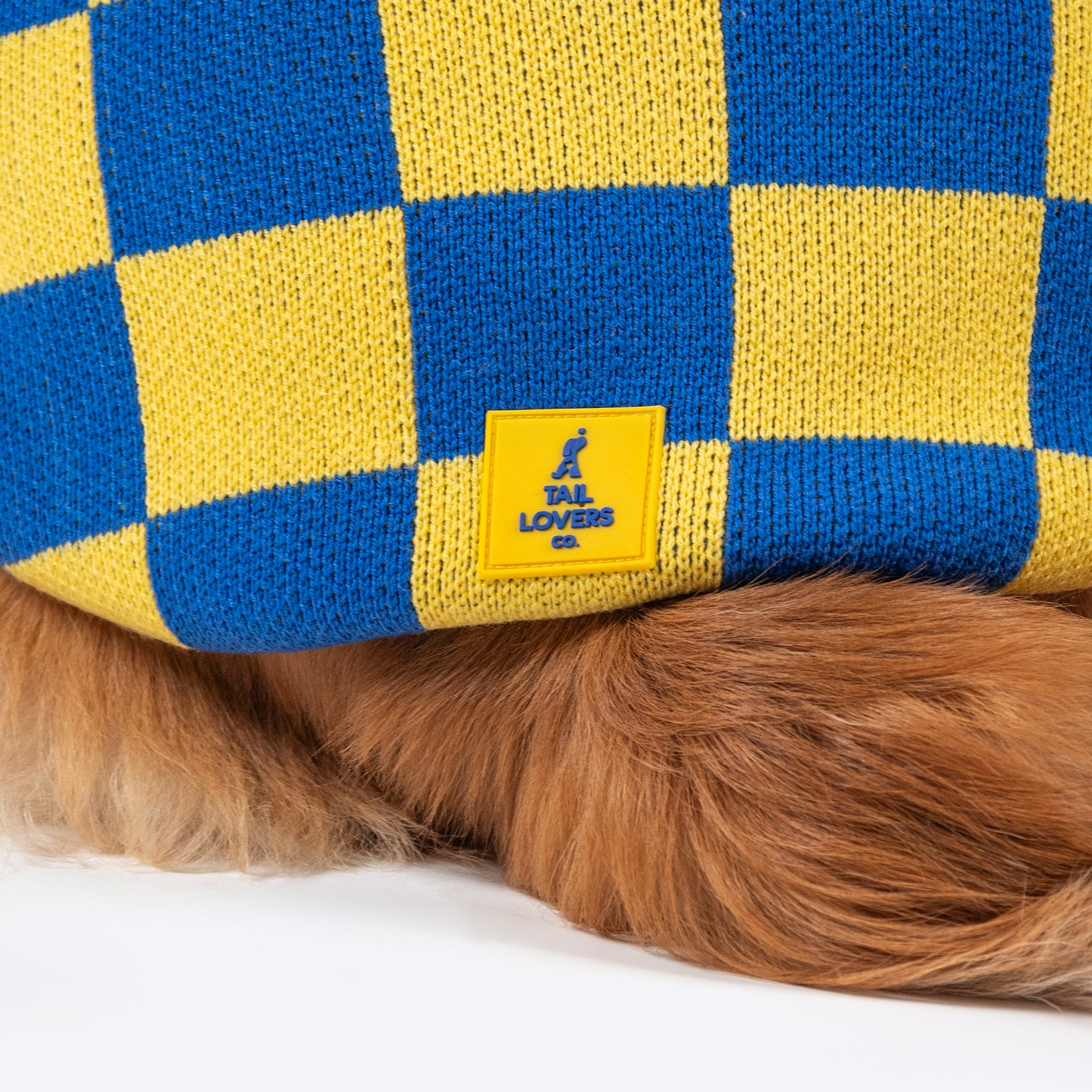 TLC Sunny Checks Sweater For Dog - Yellow & Blue - Heads Up For Tails