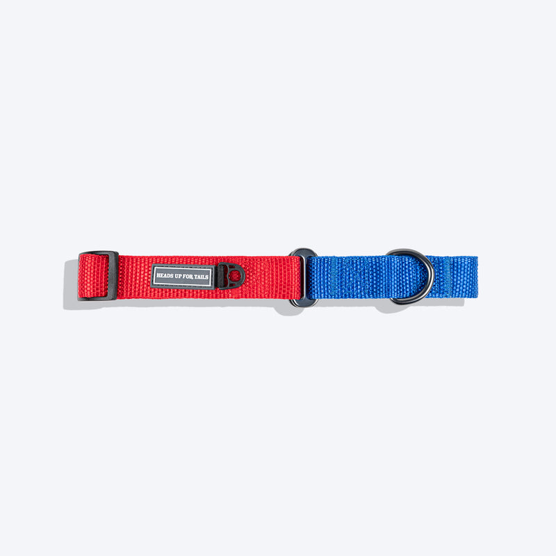 HUFT Martingale Collar For Dog - Crimson Red & Cobalt Blue - Heads Up For Tails