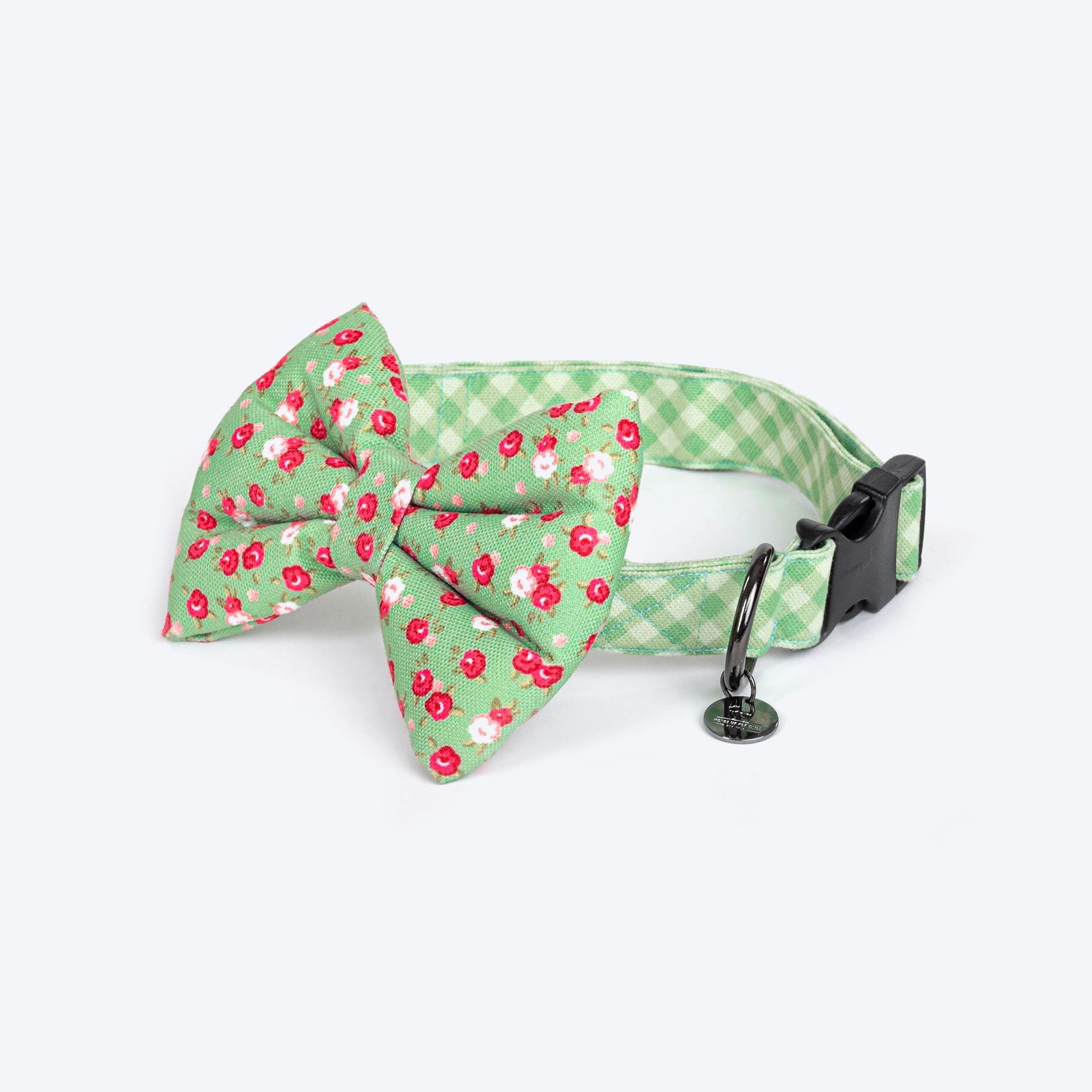 HUFT Pastel Petals Collar For Dogs With Free Bow Tie - Green - Heads Up For Tails