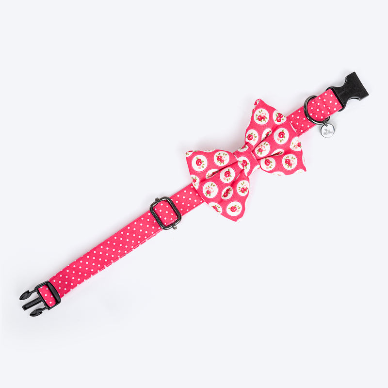 HUFT Rosy Dreams Collar For Dogs With Free Bow Tie - Pink - Heads Up For Tails