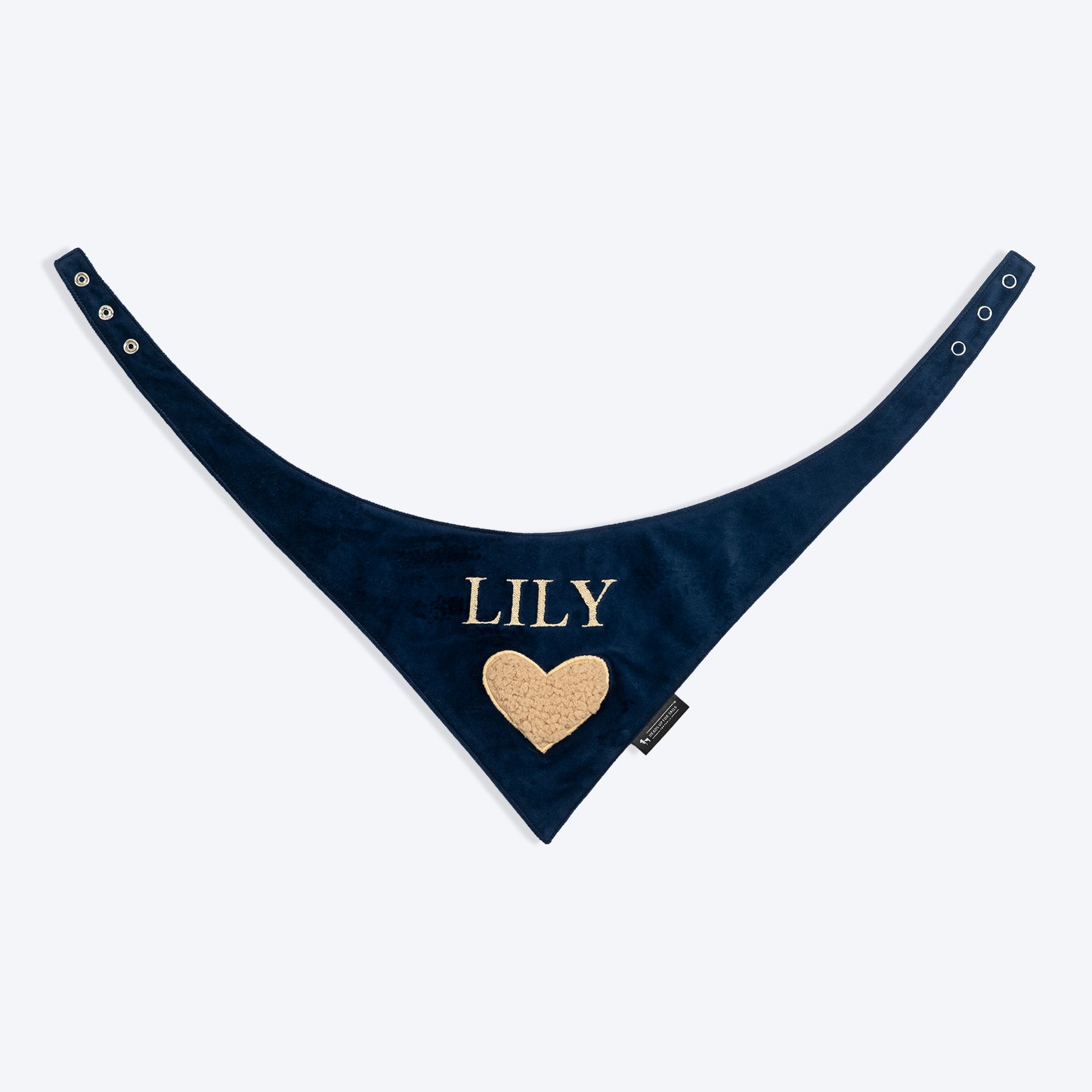 HUFT Personalised Pawfect Love Luxe Velvet Bandana For Dog - Navy Blue