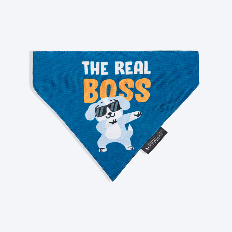 HUFT The Real Boss Bandana For Dog - Blue - Heads Up For Tails