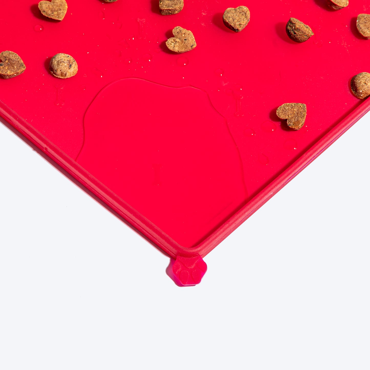 HUFT Anti Spill Rectangle Bowl Mat For Dog & Cat - Red - Heads Up For Tails