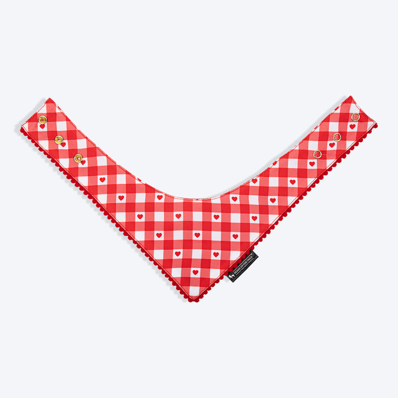 HUFT Jingle Hearts Scarf For Pets - Red & White - Heads Up For Tails