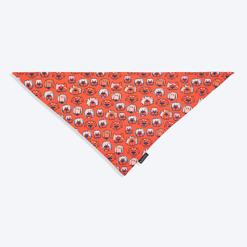 HUFT Pupper Parade Knot Bandana For Dog - Orange - Heads Up For Tails