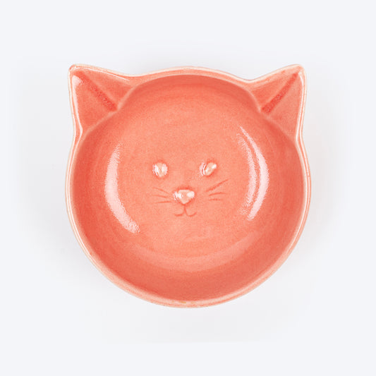 HUFT Mewmeal Ceramic Bowl For Cat - Coral - Heads Up For Tails