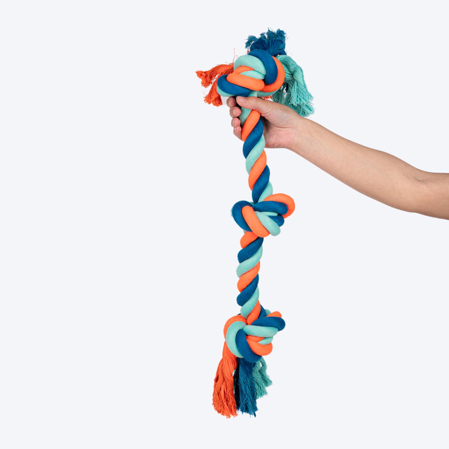 HUFT Tuggables 3 Knots Rope Toy For Dog - Blue & Orange - Heads Up For Tails