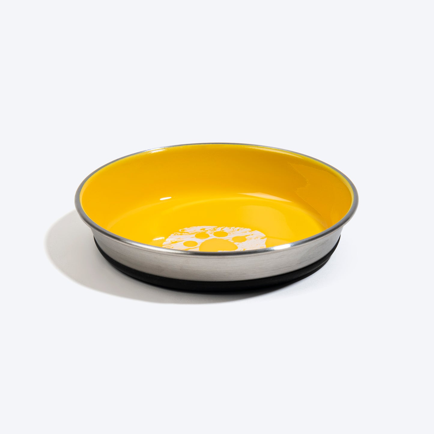 HUFT Furry Paws Printed Steel Bowl For Cat - Yellow - Heads Up For Tails