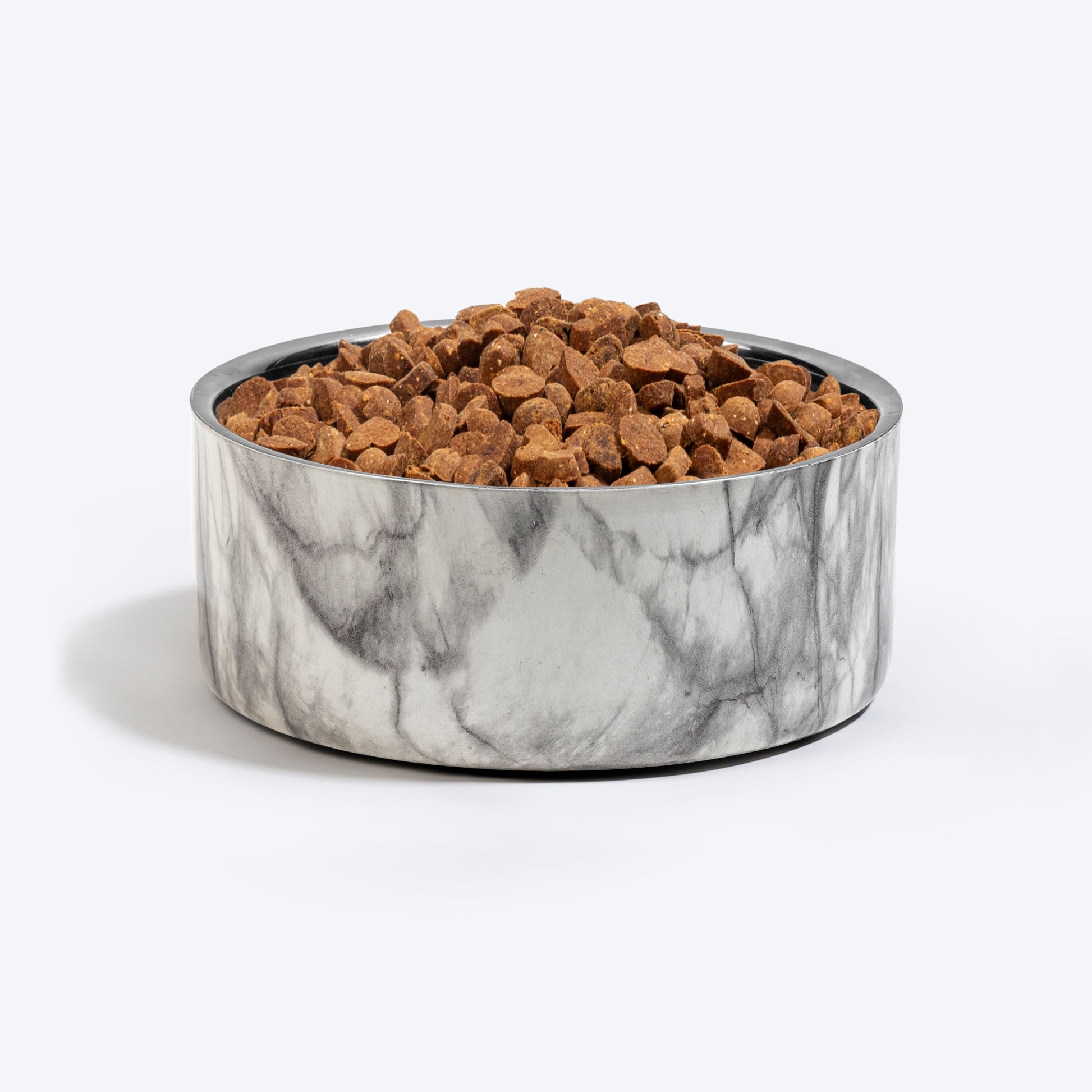 HUFT Marble Mist Printed Steel Bowl For Dog - Grey - Heads Up For Tails