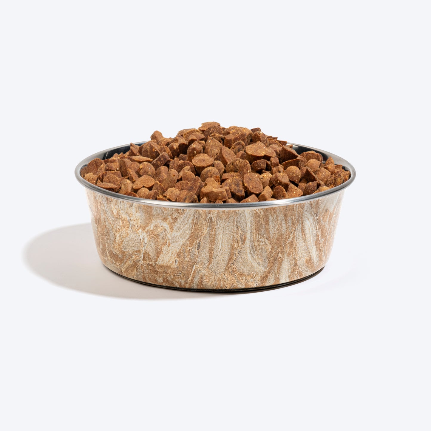 HUFT Marble Mirage Printed Steel Bowl For Dog - White - Heads Up For Tails