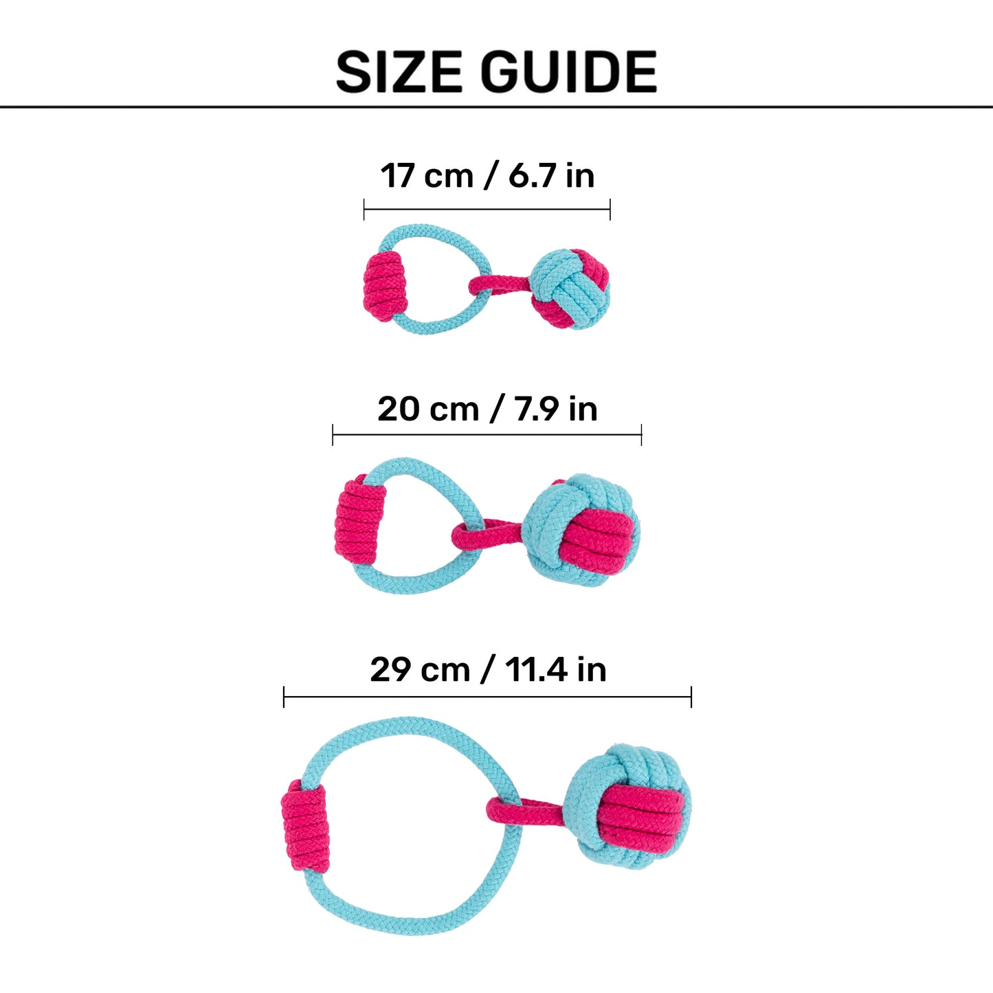 Dash Dog Tugger Ball Rope Toy For Dog - Light Blue & Pink - Heads Up For Tails