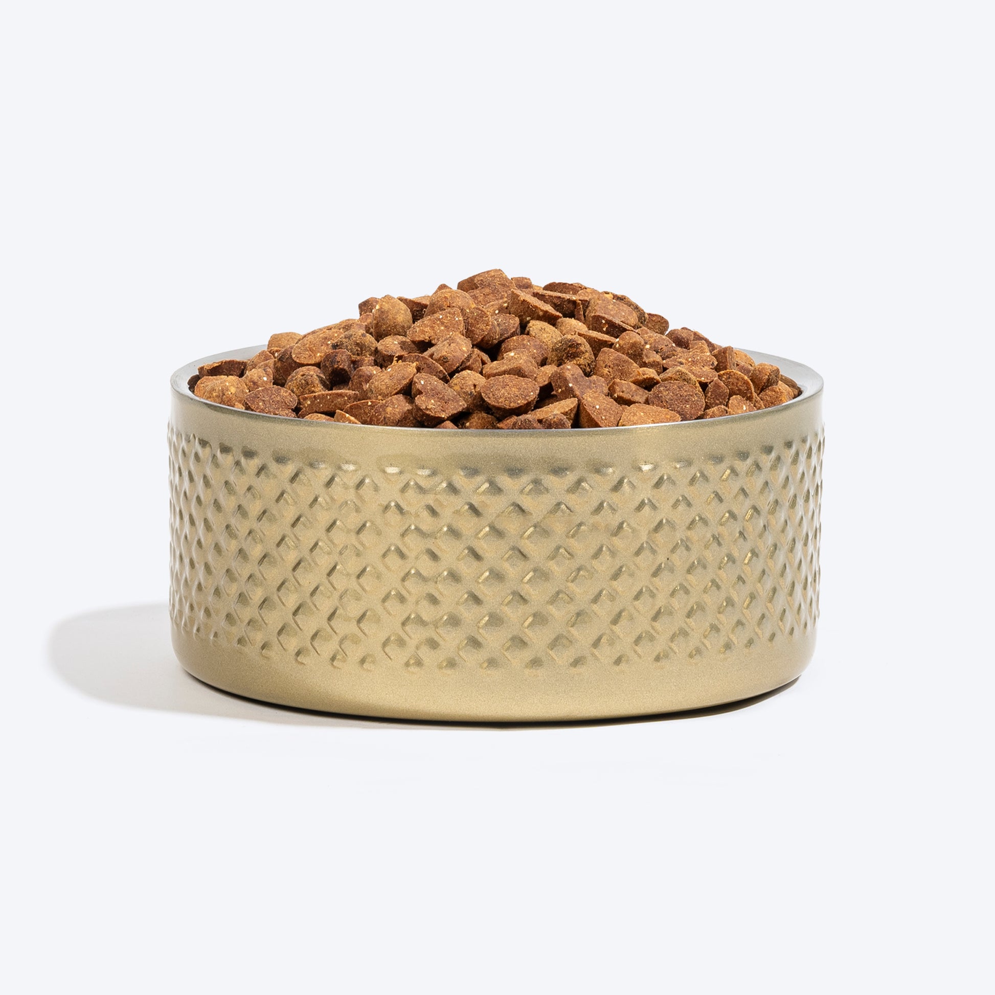 HUFT Golden Dazzle Embossed Steel Bowl For Dog - Gold - Heads Up For Tails