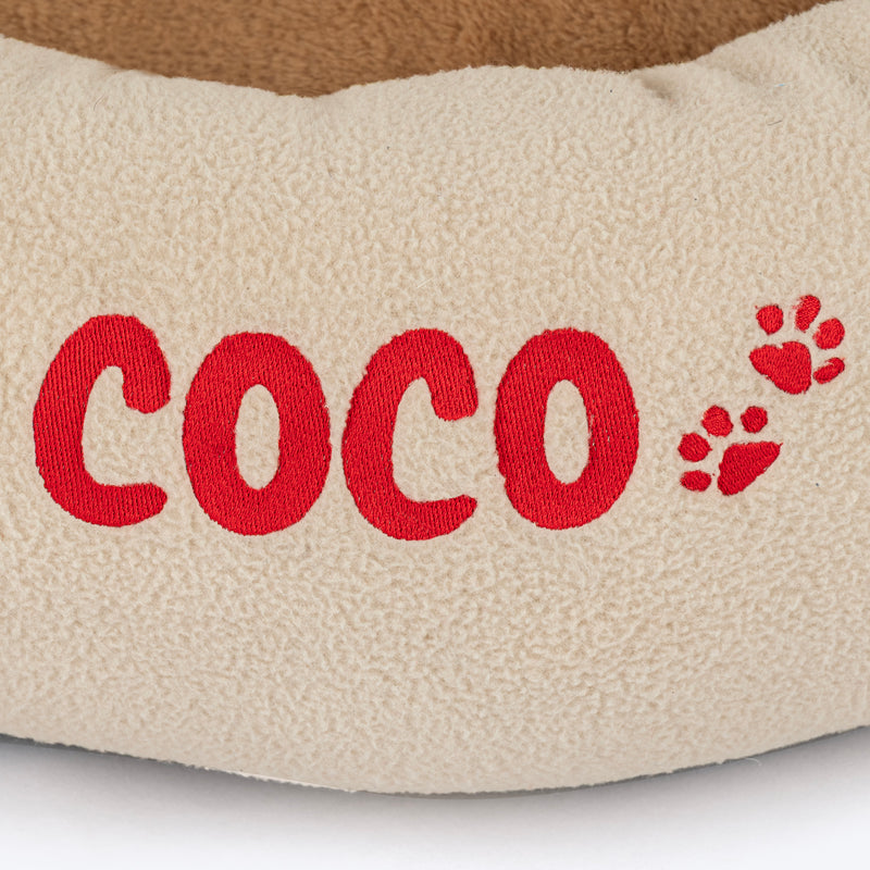 HUFT Personalised Paw Cuddle Cloud Bed For Cat & Puppy - Ivory & Brown - Heads Up For Tails