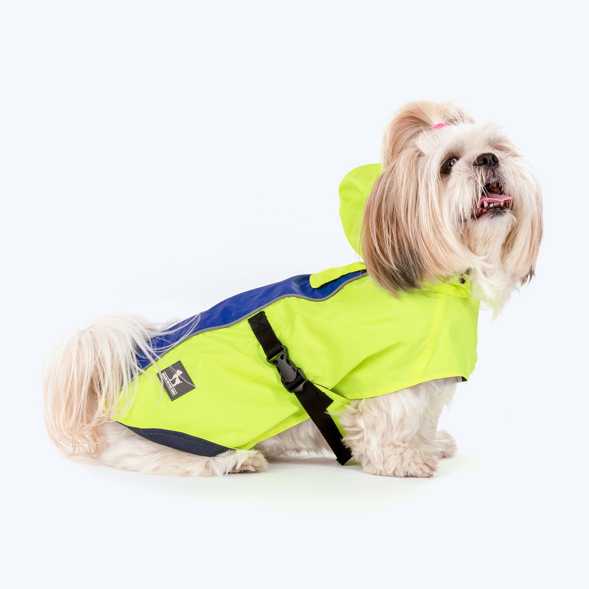 HUFT Neon Shower Dog Raincoat - Neon Green & Deep Blue - Heads Up For Tails