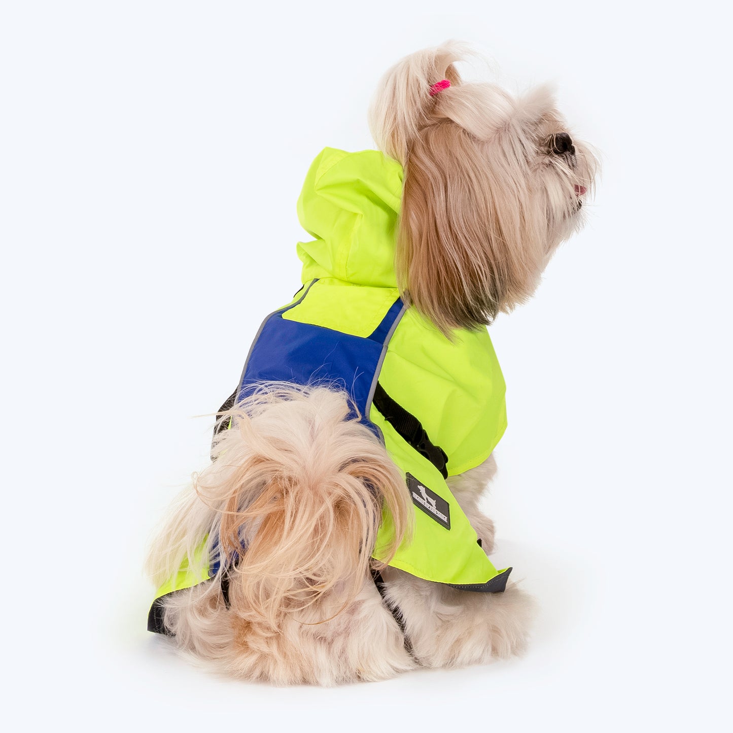 HUFT Neon Shower Dog Raincoat - Neon Green & Deep Blue - Heads Up For Tails