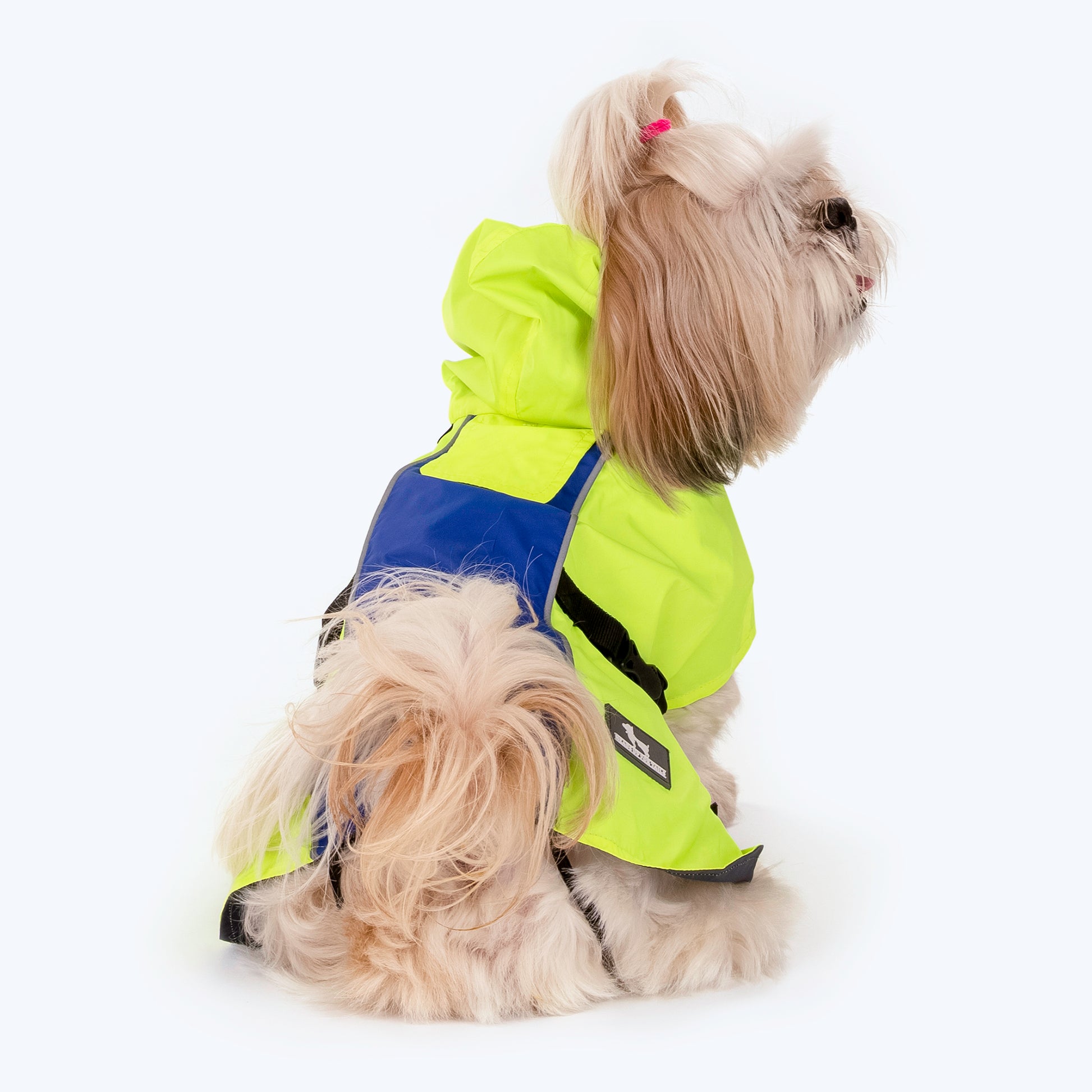 HUFT Neon Shower Dog Raincoat - Neon Green & Deep Blue - Heads Up For Tails