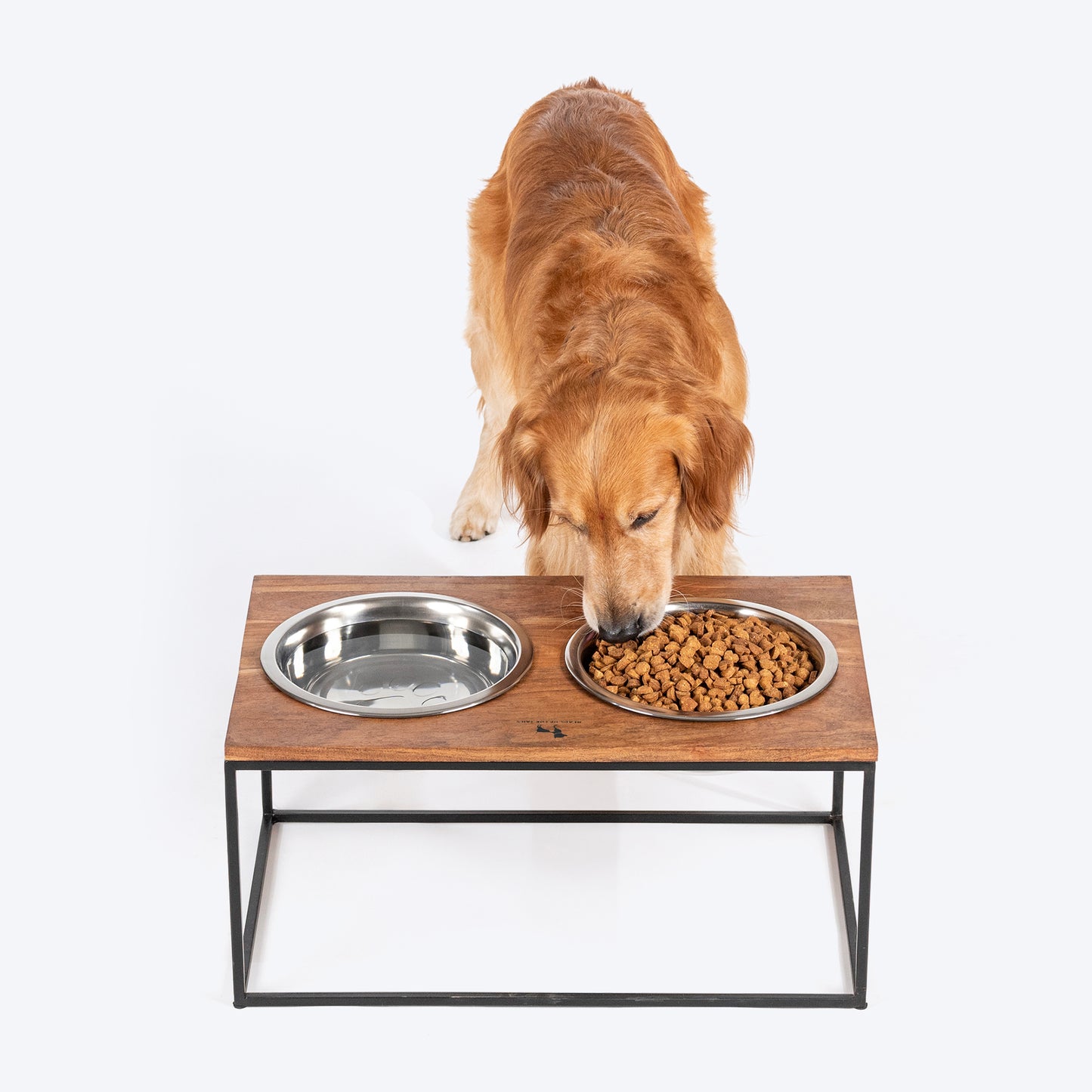 HUFT Furry Feast Wooden Diner With Steel Inserts For Dog - Brown - Heads Up For Tails
