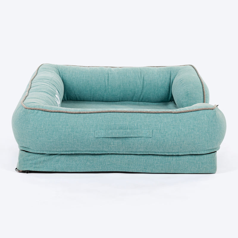 HUFT Personalised Warm Hug Orthopedic Sofa Bed For Dog - Blue - Heads Up For Tails