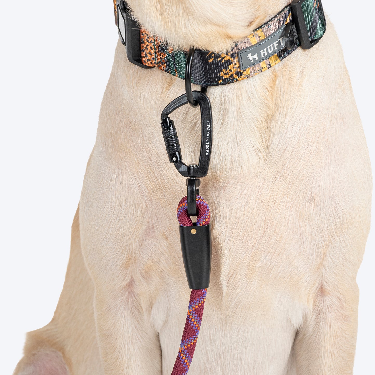 HUFT Xplorers Rope Leash With Carabiner For Dog - Maroon - 5 ft - Heads Up For Tails