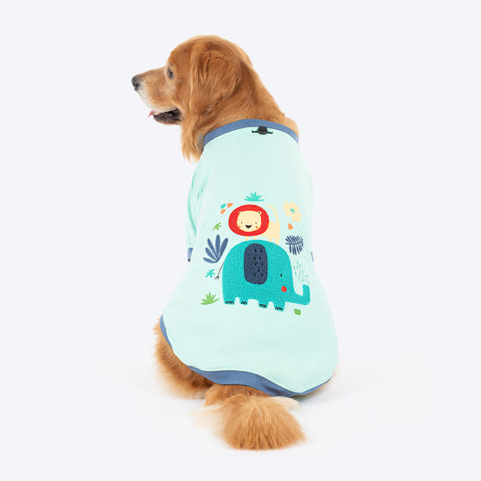 HUFT Jungle Joy Printed T-Shirt For Dog - Light Mint Green - Heads Up For Tails