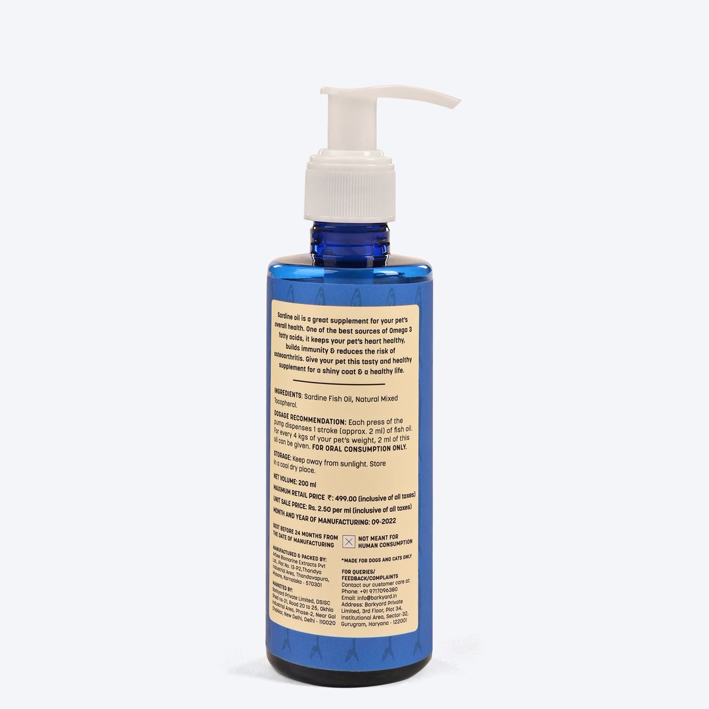 HUFT Sardine Oil for Dogs and Cats - 200 ml - Heads Up For Tails
