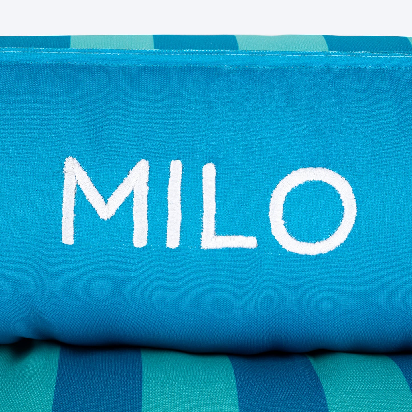 HUFT Personalised Happy Stripes Lounger Bed For Dog - Blue & Turquoise - Heads Up For Tails