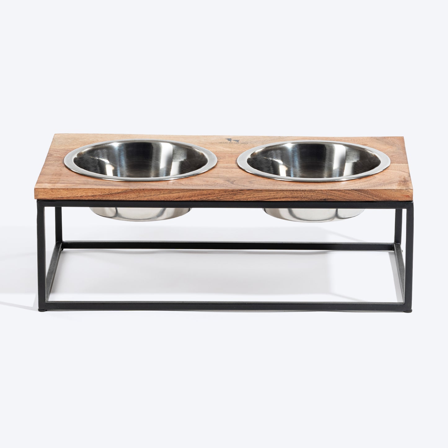HUFT Furry Feast Wooden Diner With Steel Inserts For Dog - Brown - Heads Up For Tails