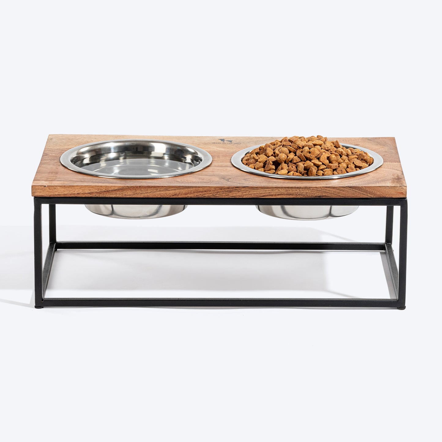 HUFT Furry Feast Wooden Diner With Steel Inserts For Dog - Brown - Heads Up For Tails