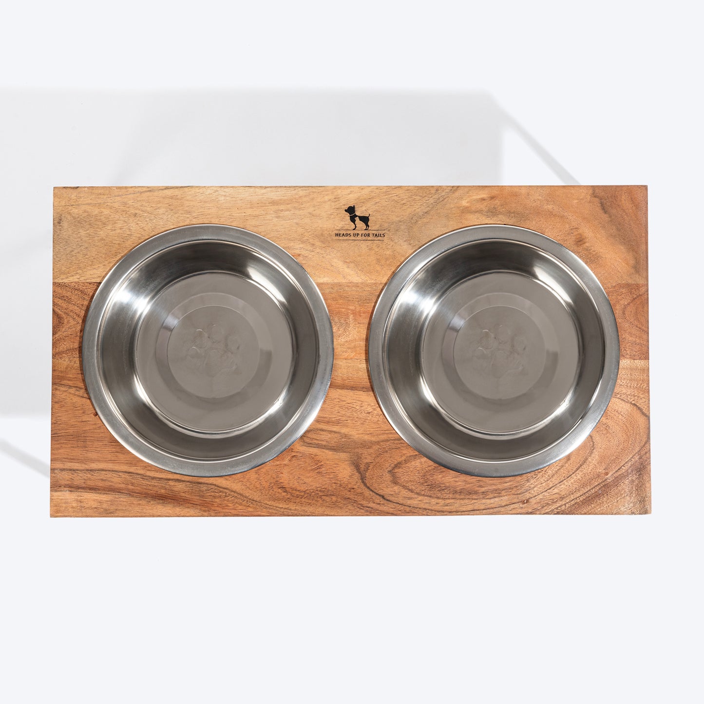 HUFT Furry Feast Wooden Diner With Steel Inserts For Dog - Brown - Heads Up For Tails
