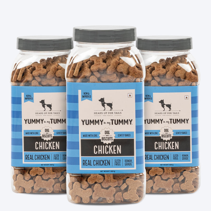 Heads Up for Tails Yummy in my Tummy Chicken Dog Biscuits, gluten-free, 800g, gently baked, in a multi-pack