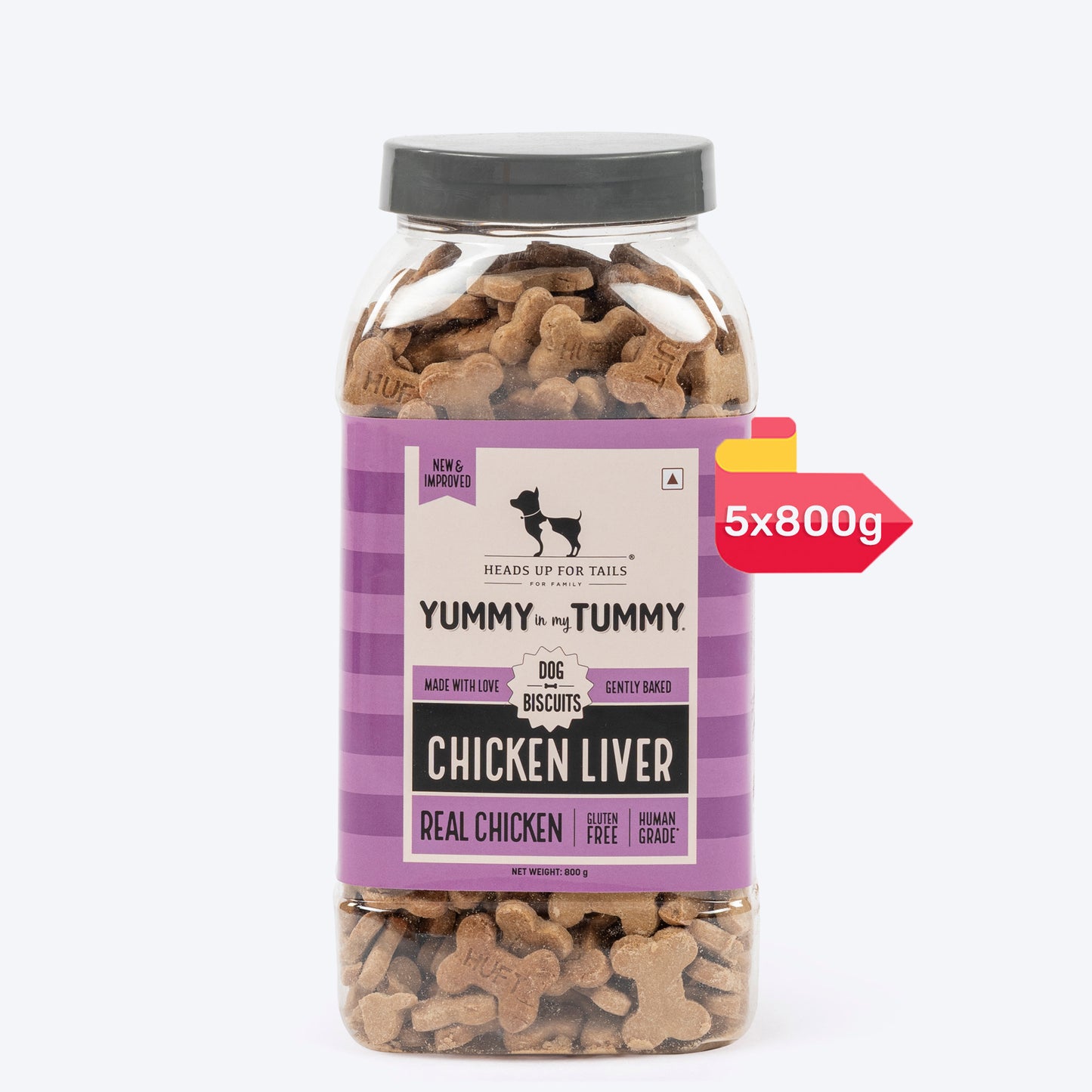 HUFT YIMT Chicken Liver Dog Biscuits, gluten-free, 5x800g, gently baked, made with real chicken