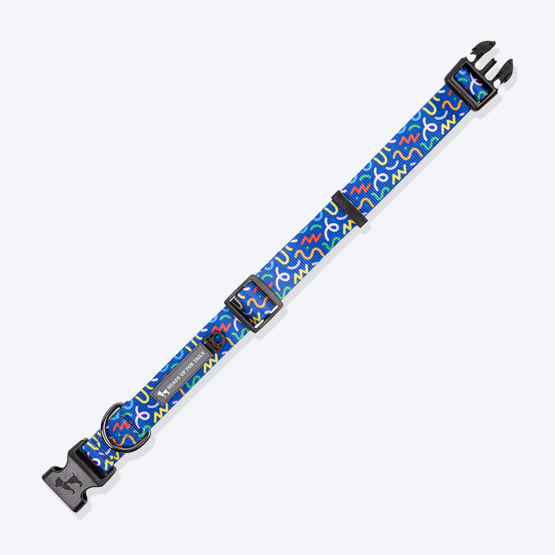 HUFT Scribble Dribble Collar For Dog - Blue - Heads Up For Tails