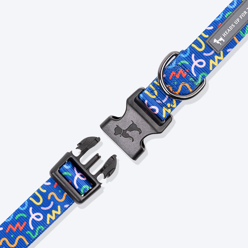 HUFT Scribble Dribble Collar For Dog - Blue - Heads Up For Tails