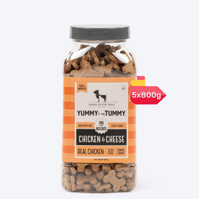 Heads Up for Tails Yummy in my Tummy Chicken & Cheese Dog Biscuits, 5x800g, gluten-free, gently baked