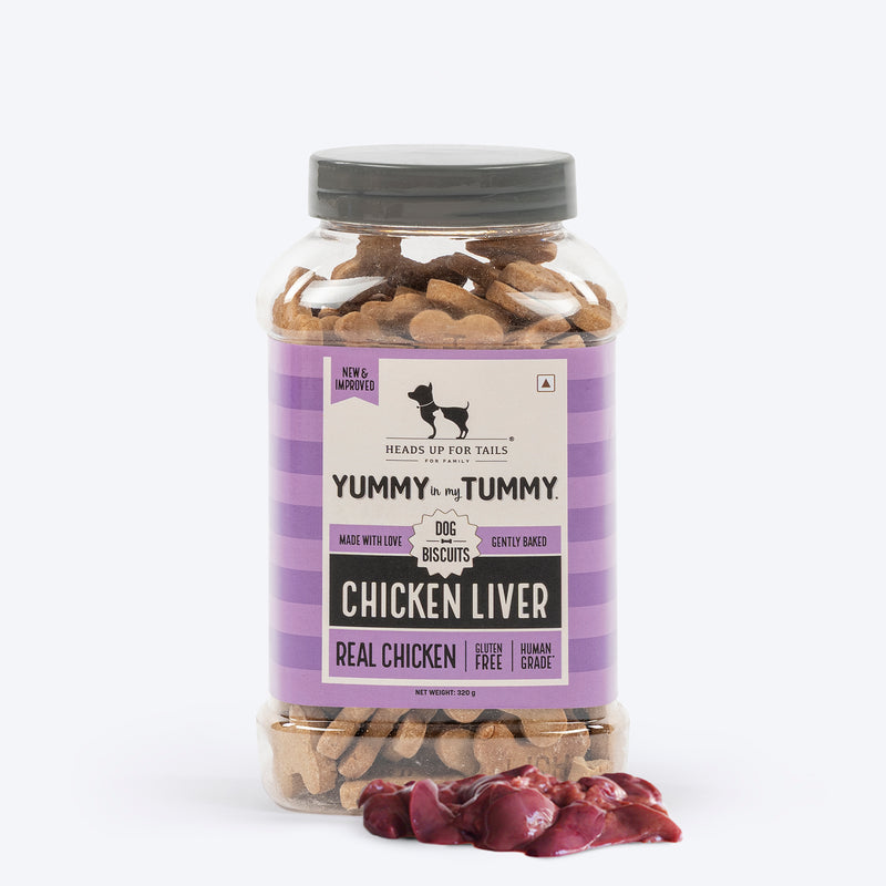 HUFT Yummy in my Tummy Chicken Liver Dog Biscuits, 320g, gluten-free, gently baked, with real chicken ingredients