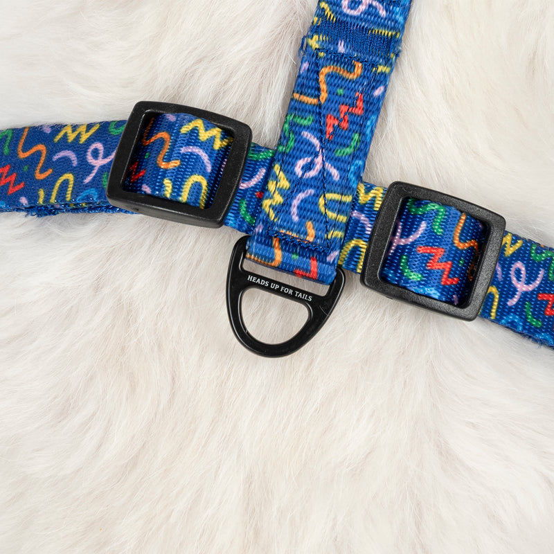 HUFT Scribble Dribble Adjustable Harness For Dog - Blue - Heads Up For Tails