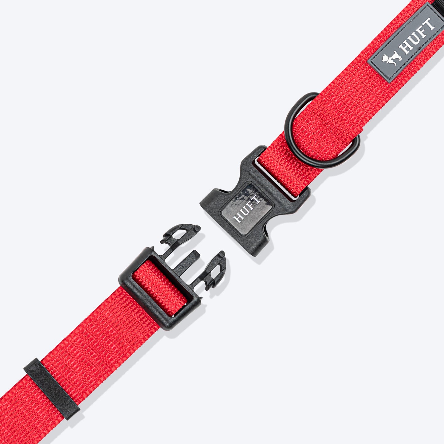 HUFT Classic Personalised (Mobile No.) Dog Collar - Cherry Red - Heads Up For Tails