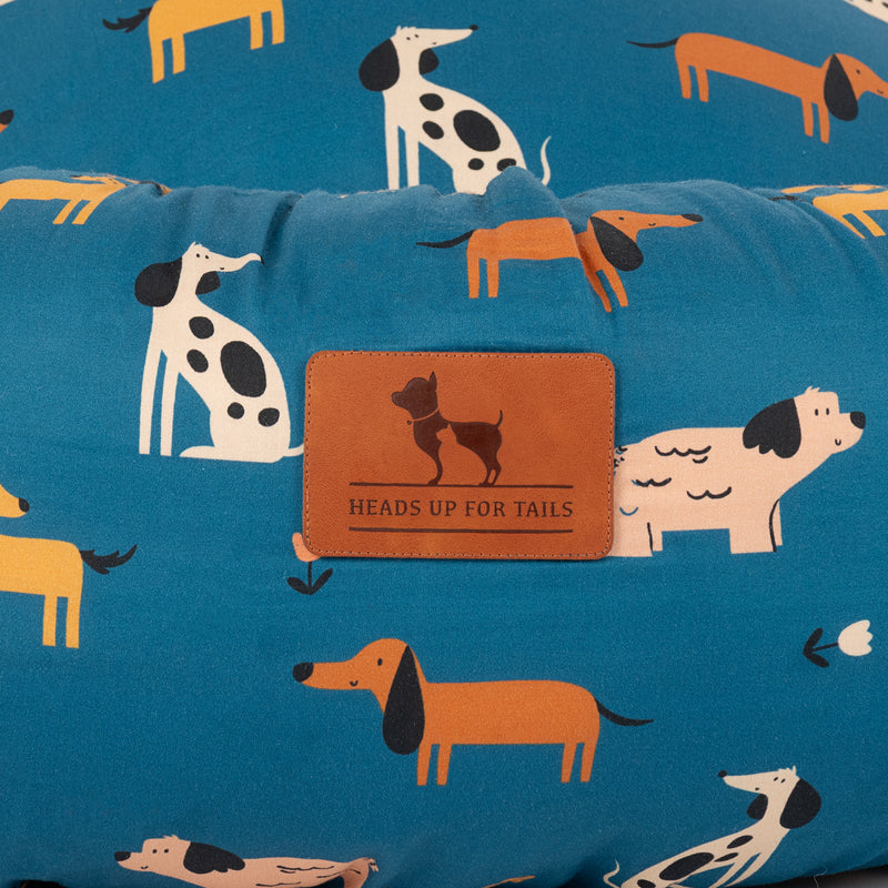 HUFT Bark & Bloom Donut Bed For Dog - Blue - Heads Up For Tails