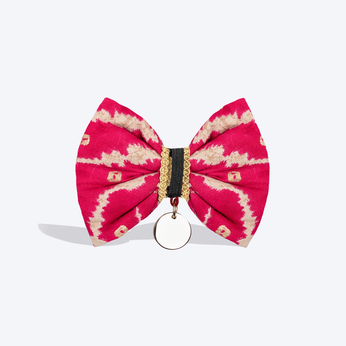 HUFT Leheriya Luxe Bowtie For Small Breed Dog - Pink - S - Heads Up For Tails