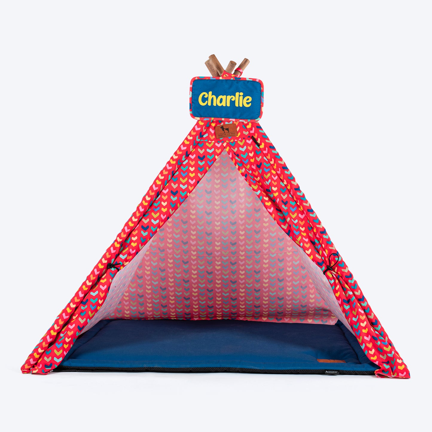 HUFT Personalised Heart to Heart Teepee Tent for Dog & Cat - Red - Heads Up For Tails