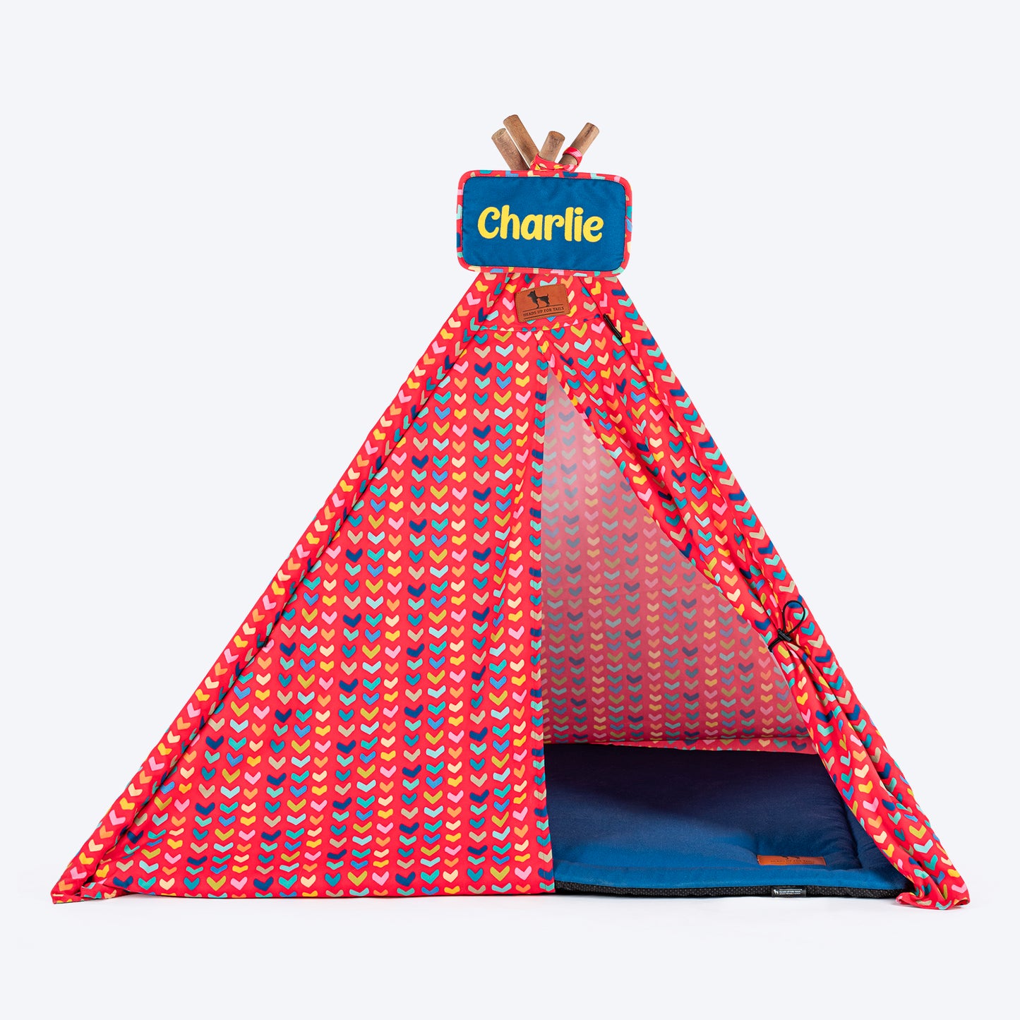 HUFT Personalised Heart to Heart Teepee Tent for Dog & Cat - Red - Heads Up For Tails