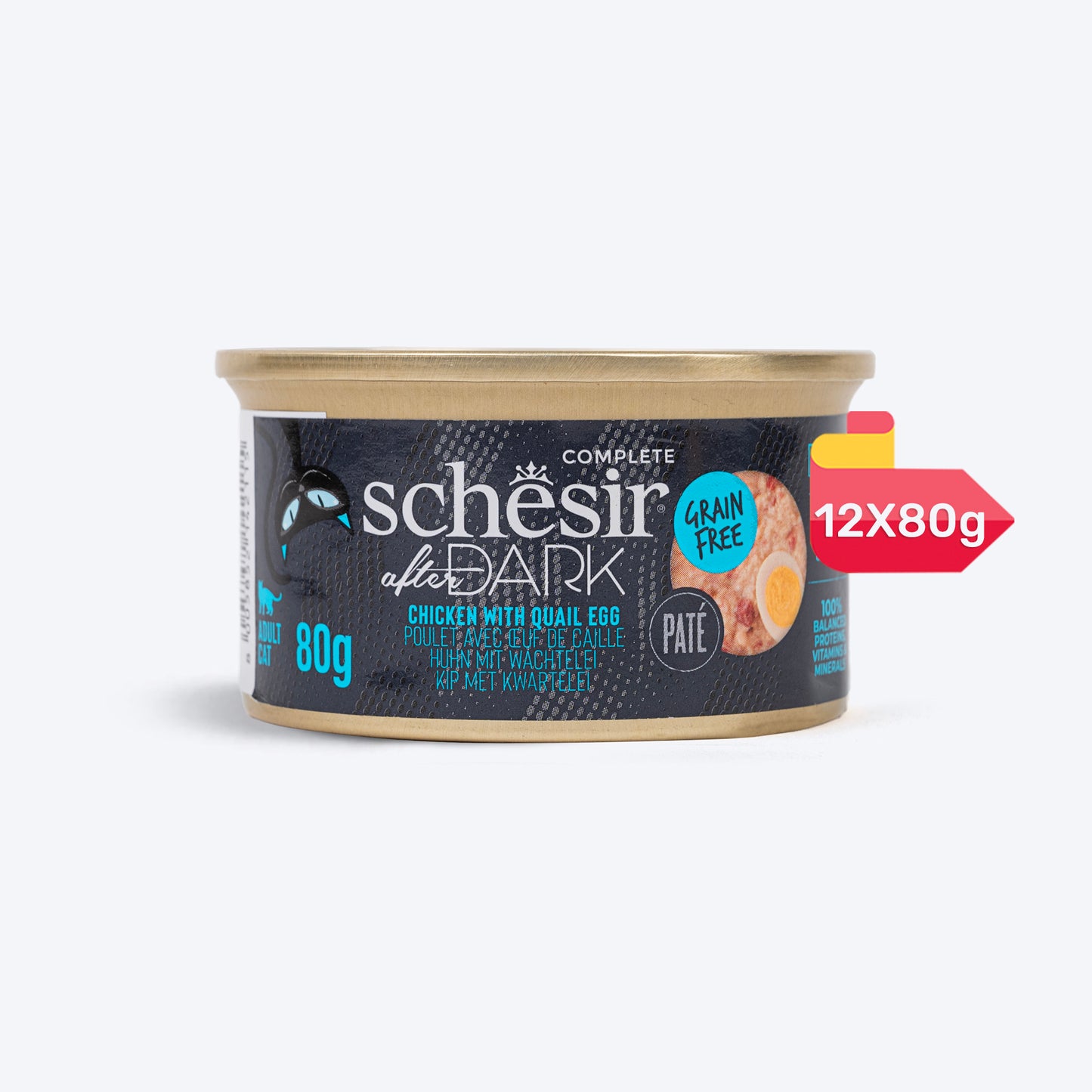 Schesir After Dark Chicken With Quail Egg Pate Wet Food For Adult Cat - 80 gm - Heads Up For Tails