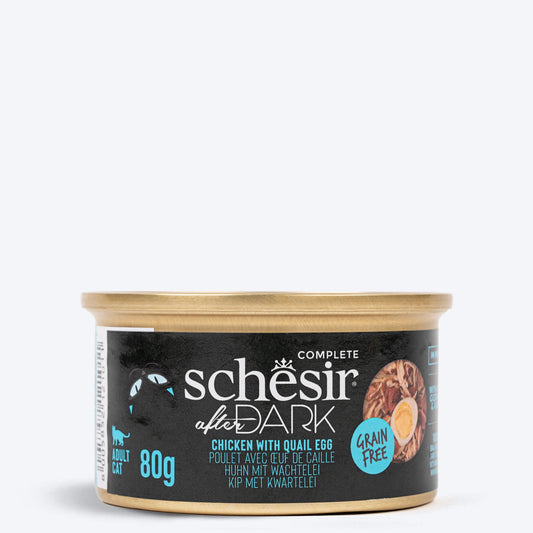 Schesir After Dark Chicken With Quail Egg In Broth Wet Food For Adult Cat - 80 gm - Heads Up For Tails
